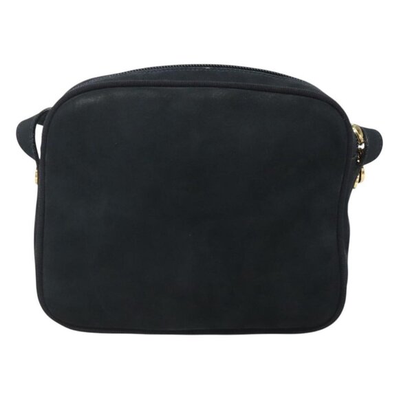 Salvatore Ferragamo Vala Shoulder Bag Suede Navy Gold Auth - Picture 3 of 16